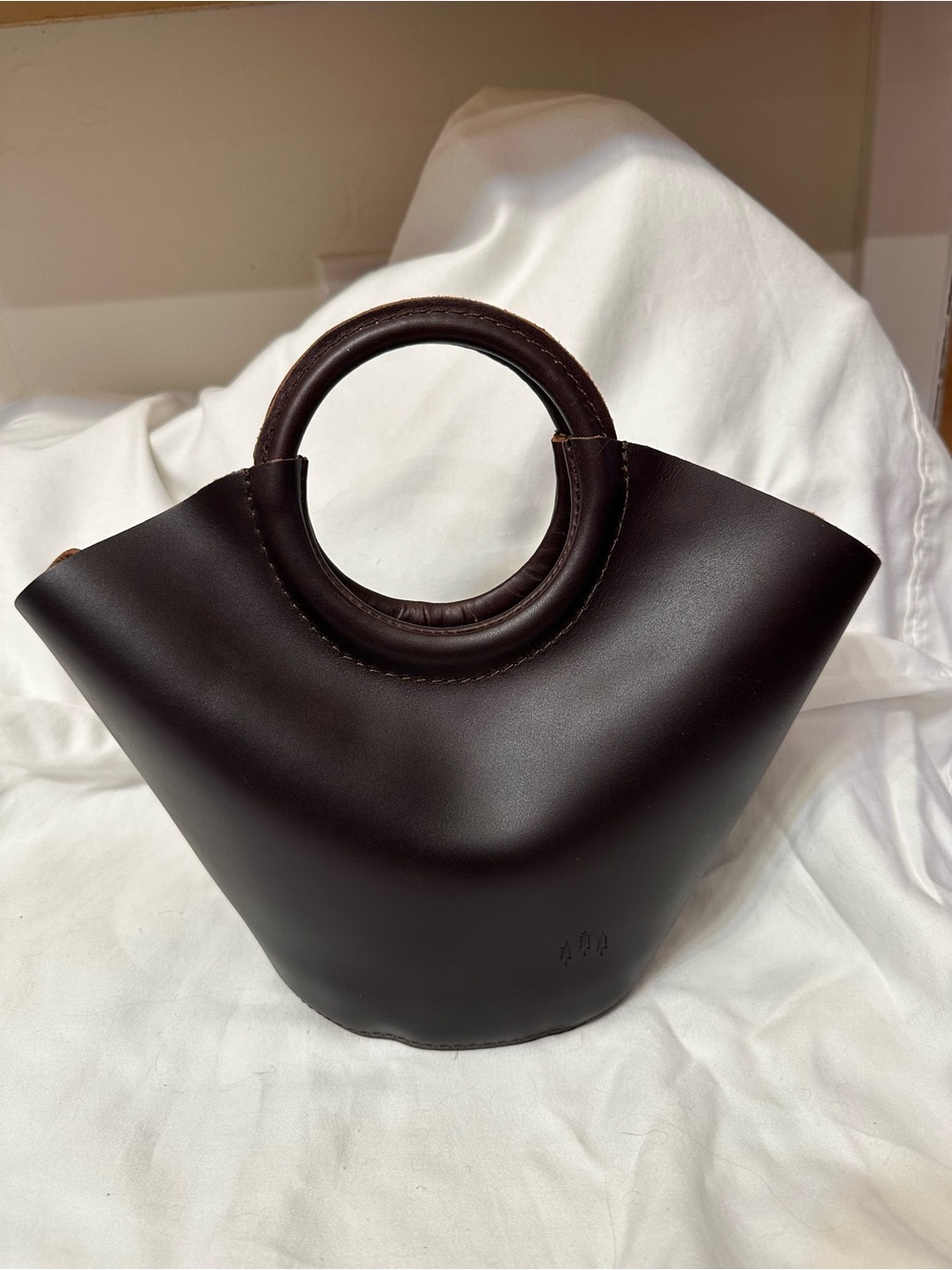 Portland Leather Dark Brown Circular Handle Tote